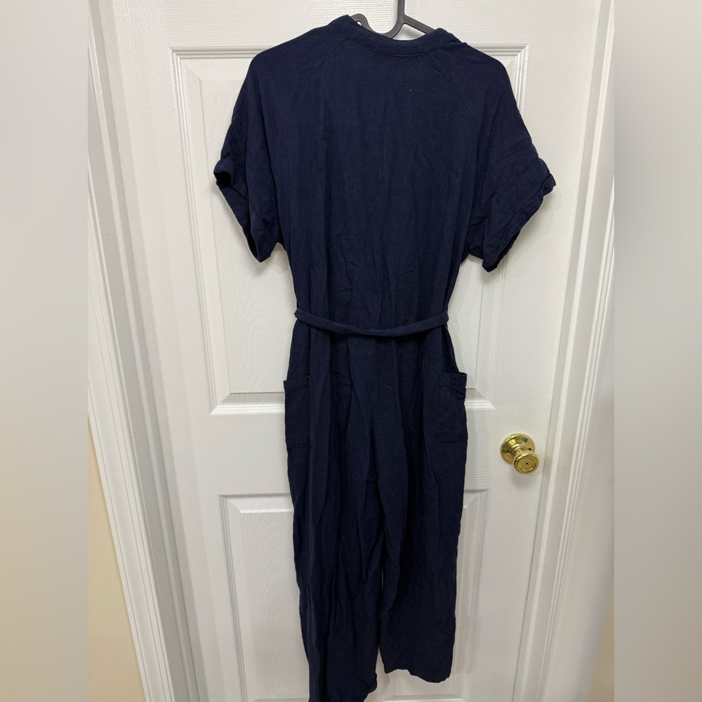 Petal And Pup Navy Blue Linen Short Sleeve Jumpsuit Size 10 Casual Summer - Picture 9 of 9